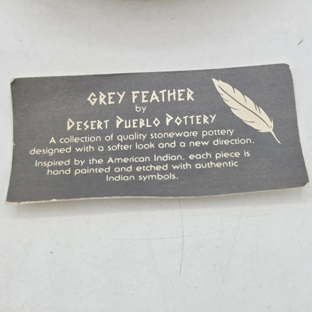 VTG 1984 Small Grey Feather By Desert Pueblo Pottery Vase Signed